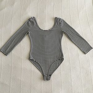 Forever 21 black and white stripped body suit